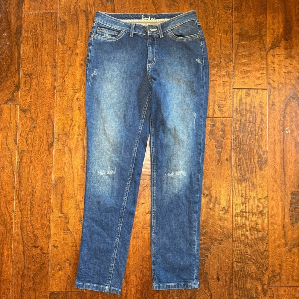 Boden High Rise Classic Jeans Medium Wash Denim Frayed Sz 4R